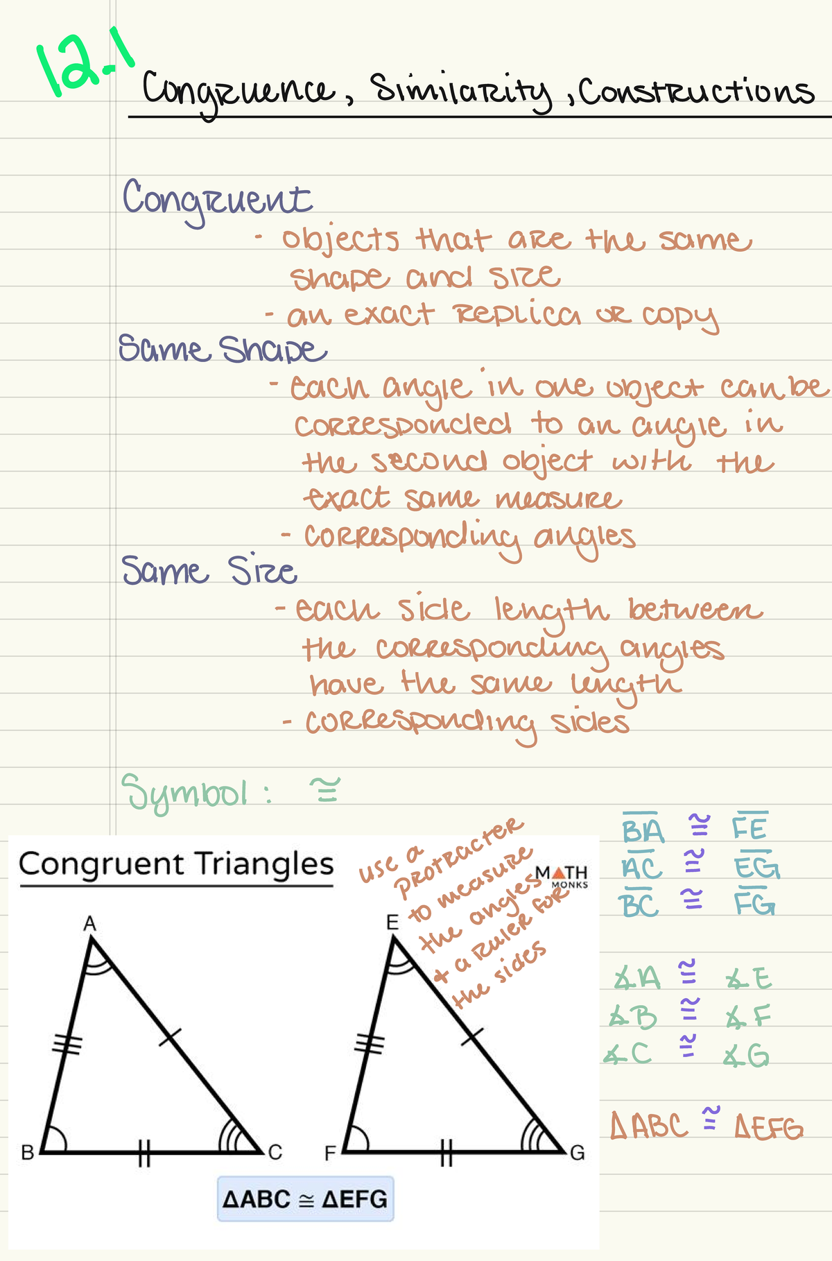 Congruence Through Constructions: Lesson 12.1 Notes - Studocu