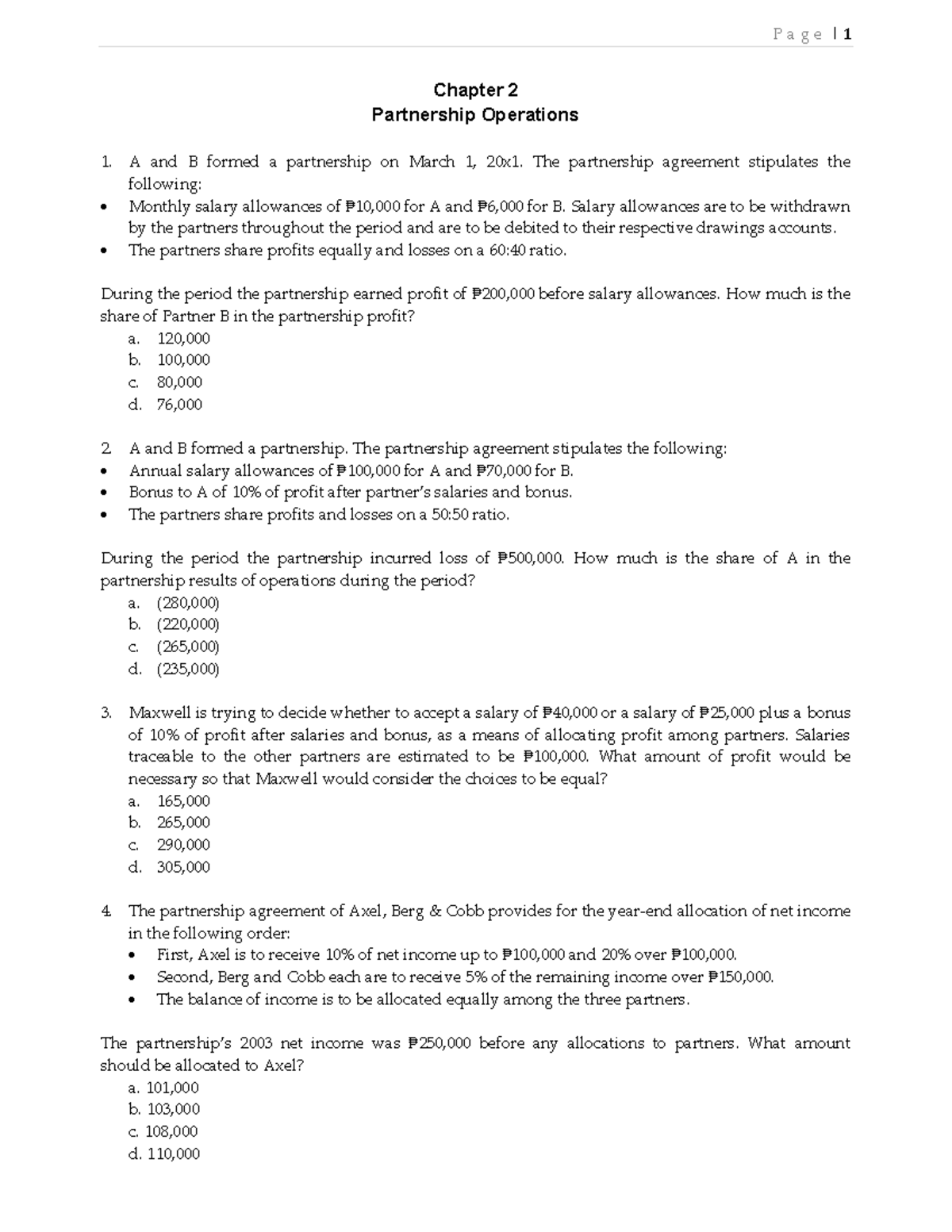 Partnership Operations: Chapter 2 Analysis and Calculations - Studocu