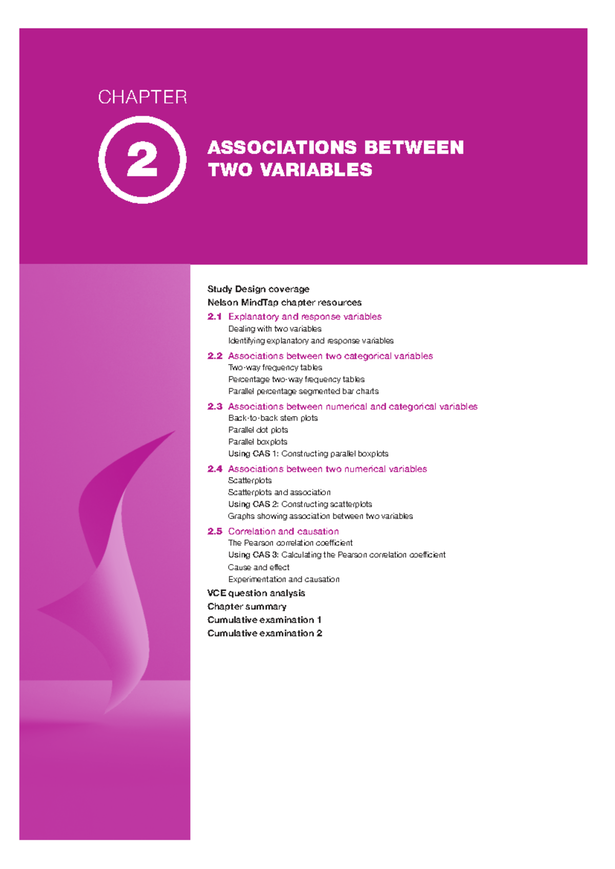 CHAPTER 2: ASSOCIATIONS BETWEEN TWO VARIABLES - VCE General Mathematics ...