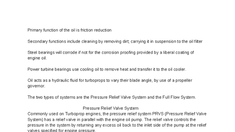 Engine Oil System Overview: PRVS & Full Flow Types - Studocu