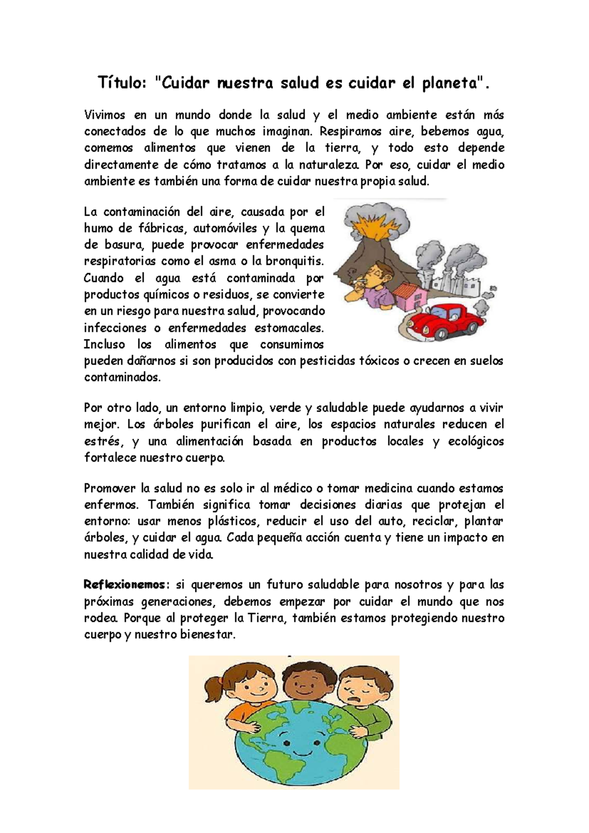Título: Ficha de Lectura: Cuidamos la Salud y el Medio Ambiente - Studocu