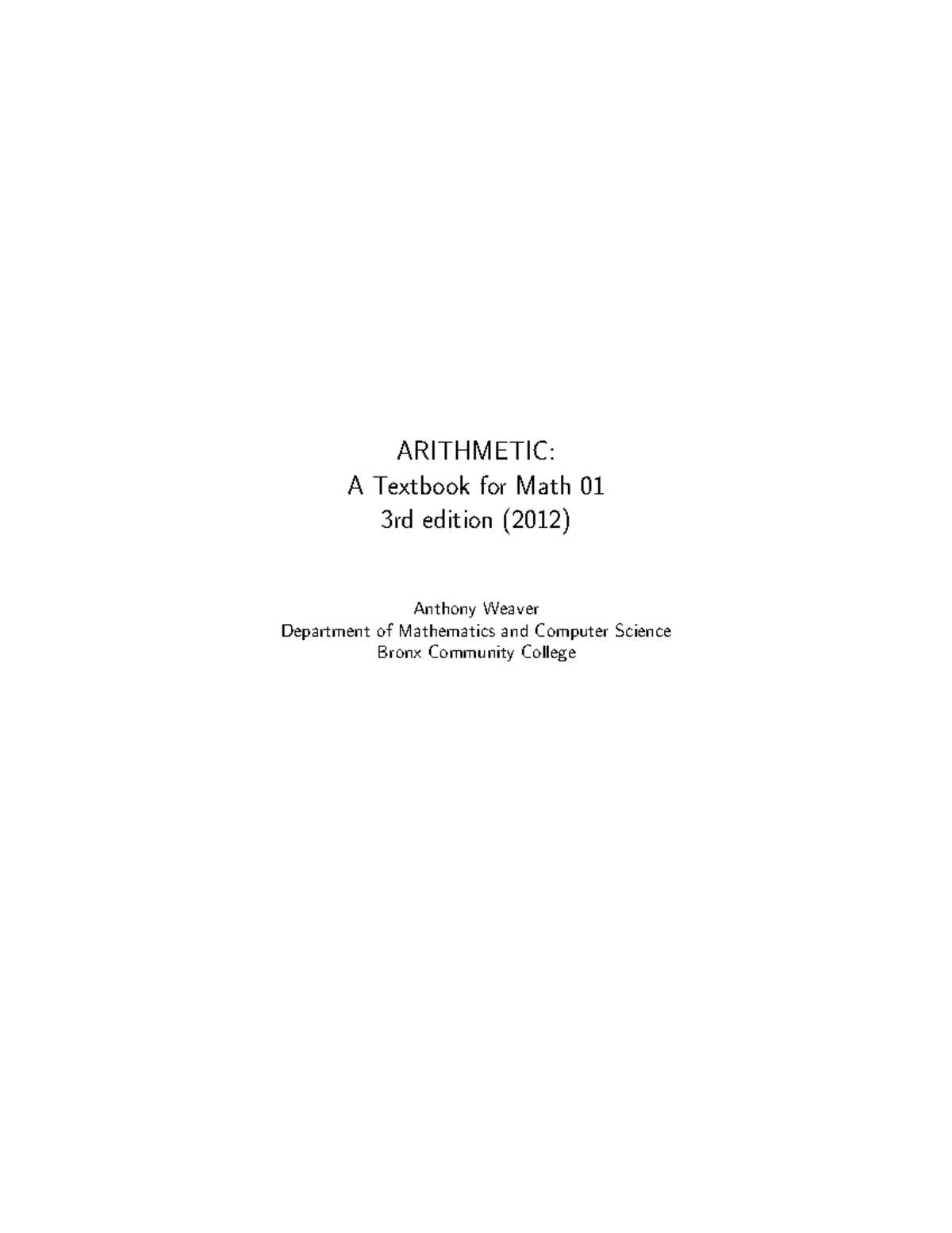 HIGH School MATH - ARITHMETIC: A Textbook for Math 01 3rd edition (2012 ...