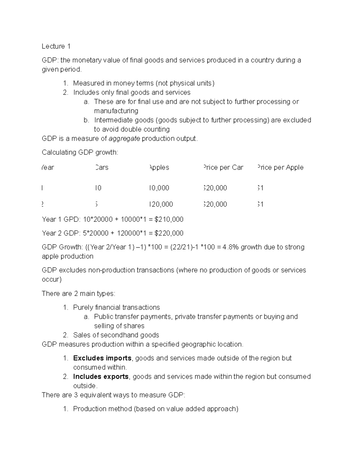 ECON 1202 Lecture 1: Understanding GDP and Economic Indicators - Studocu