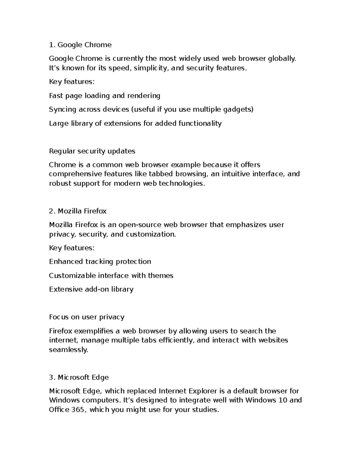 Web Browsers Overview: Google Chrome, Firefox, Edge, Safari, Opera (W2 ...