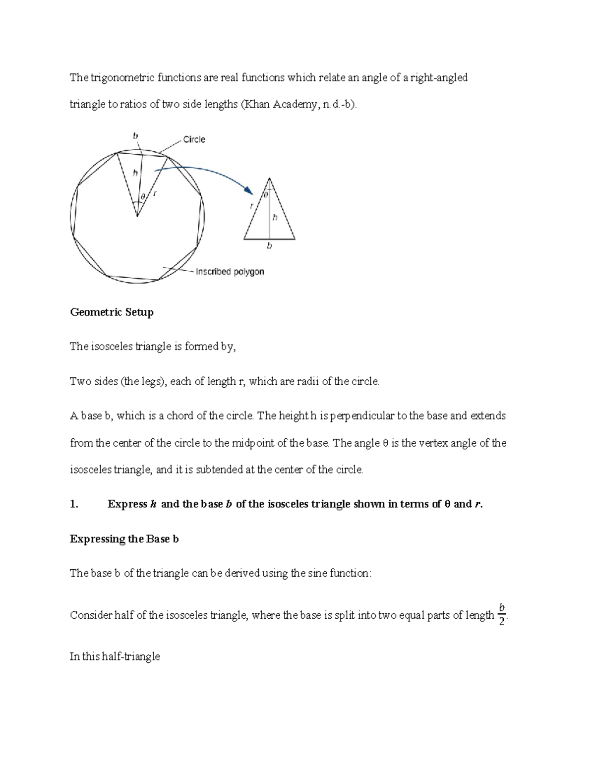 Discussion Forum Unit 2: Trigonometric Functions & Isosceles Triangle ...