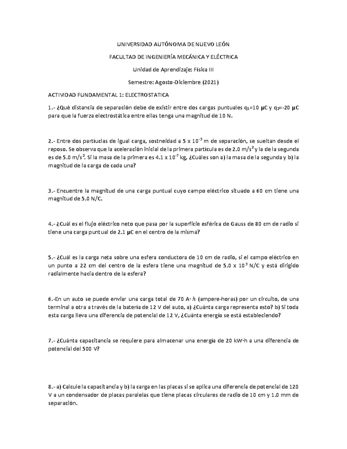 Actividad Fundamental 1 AD21 FISICA 3 DE LA UNIVERSIDAD AUTONOMA DE ...