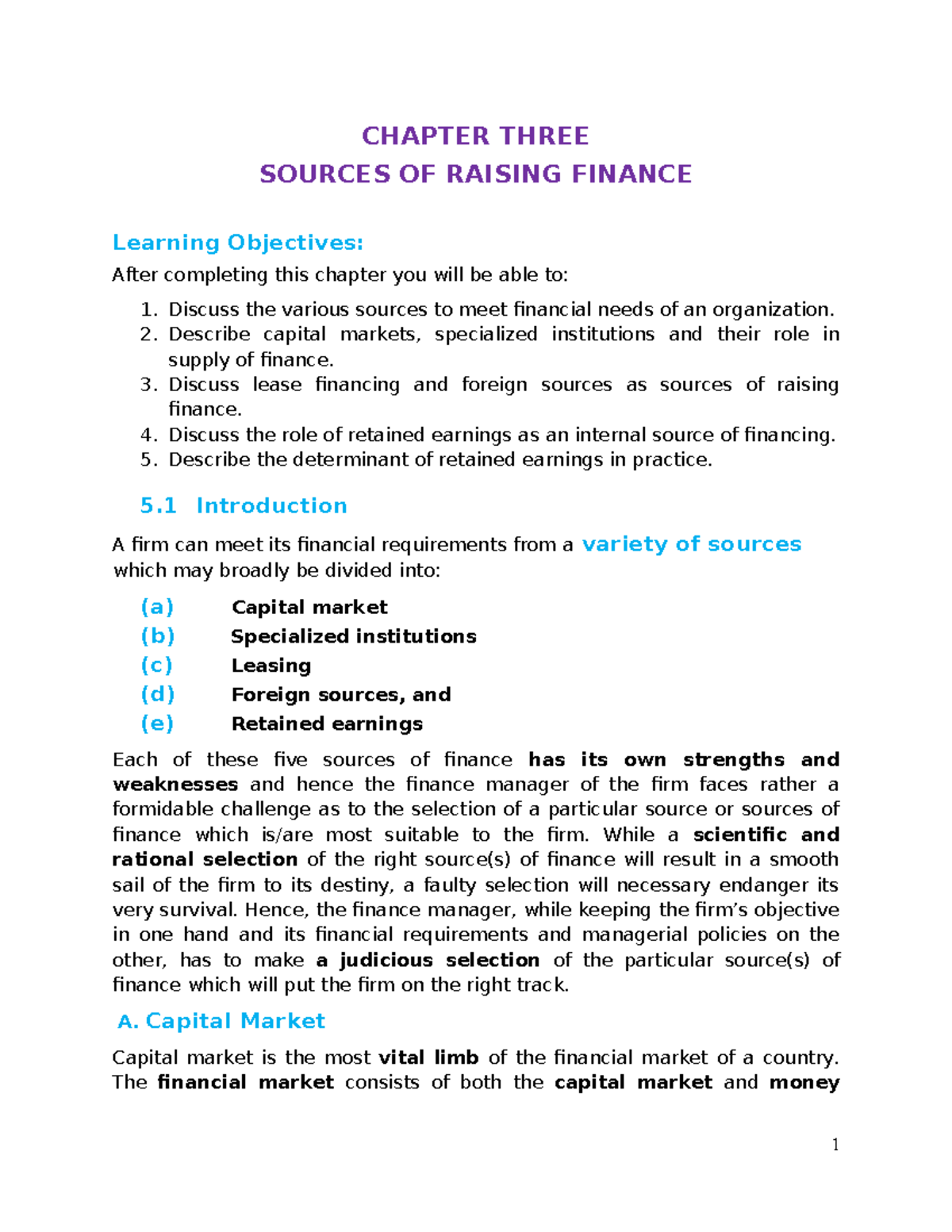 FM Chapter 3 - Exploring Sources of Finance in Financial Management ...