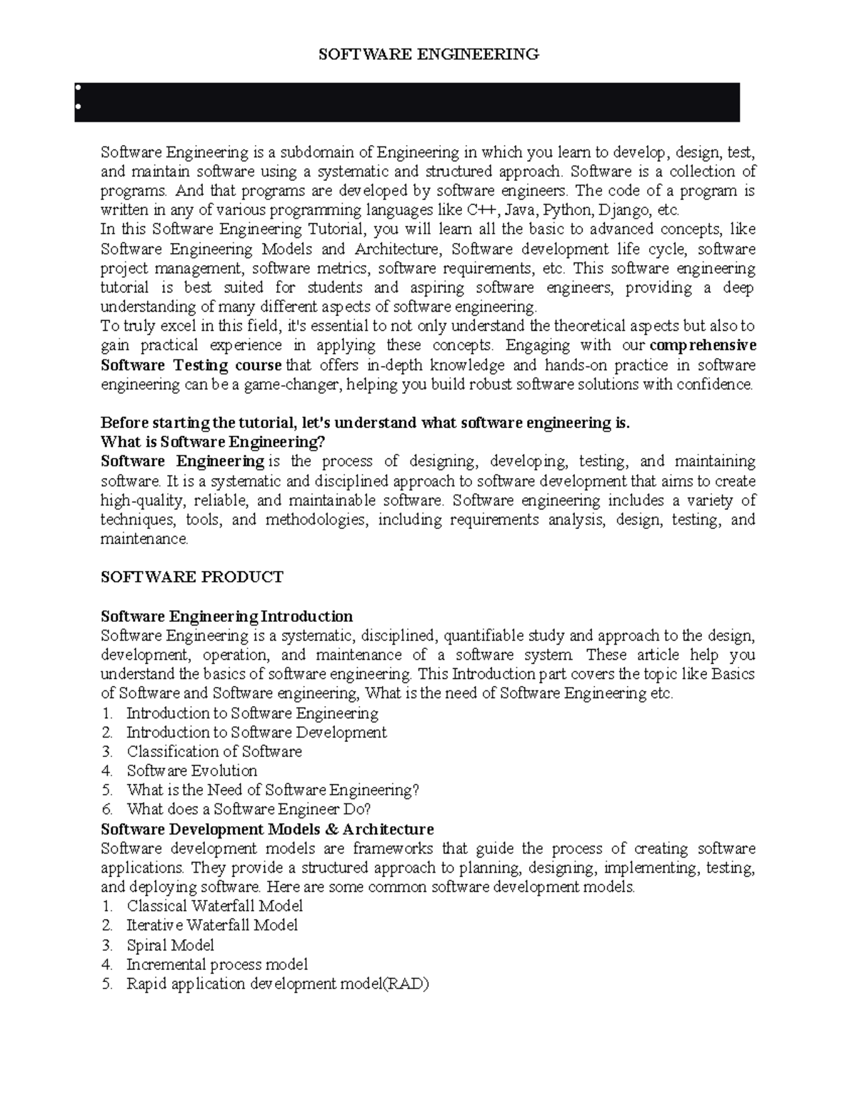 Software Engineering - SOFTWARE ENGINEERING Software Engineering is a ...