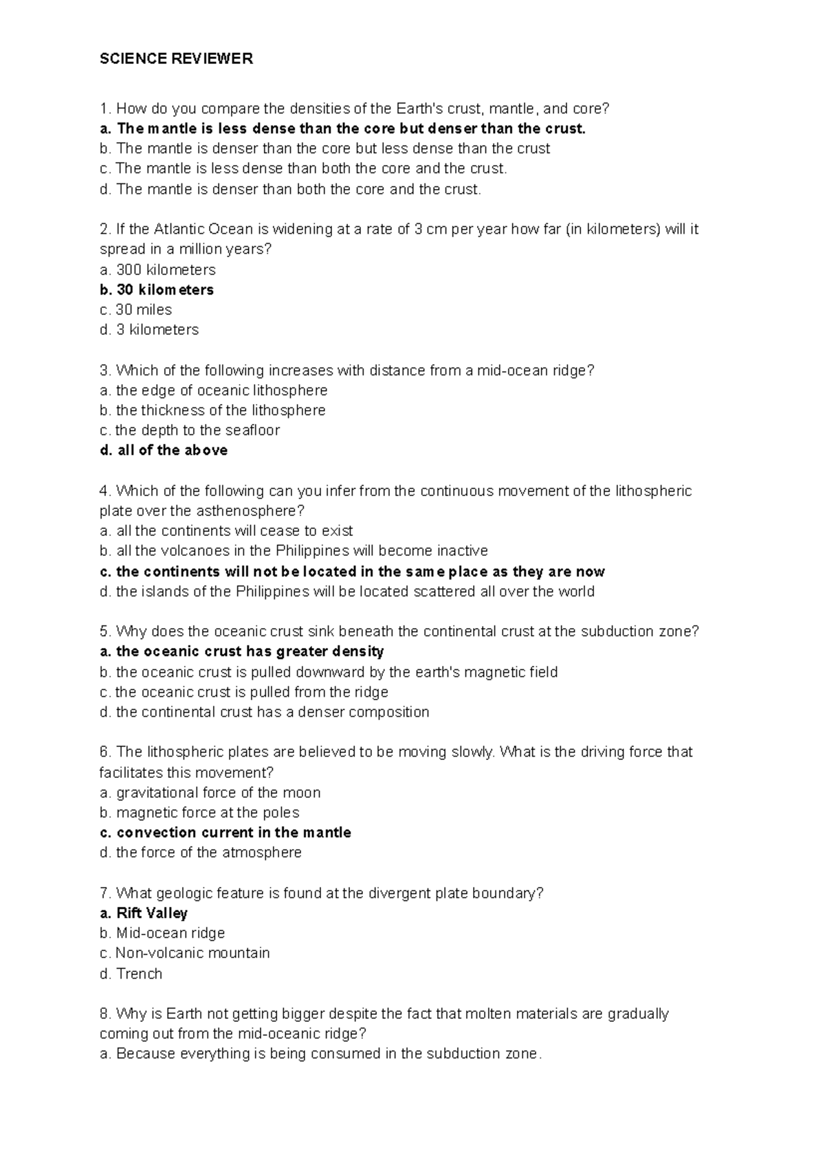 Science Reviewer for Earth Science (Course Code: ESC 101) - Studocu