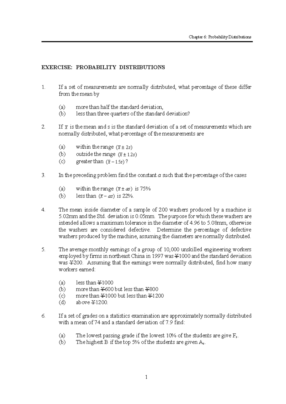 Ex3: Probability Distributions & Normal Distribution Problems - Studocu