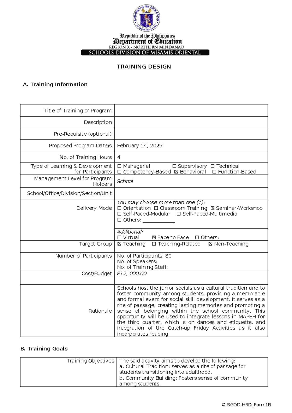 Training Design JS: Seminar-Workshop for Community Building and ...