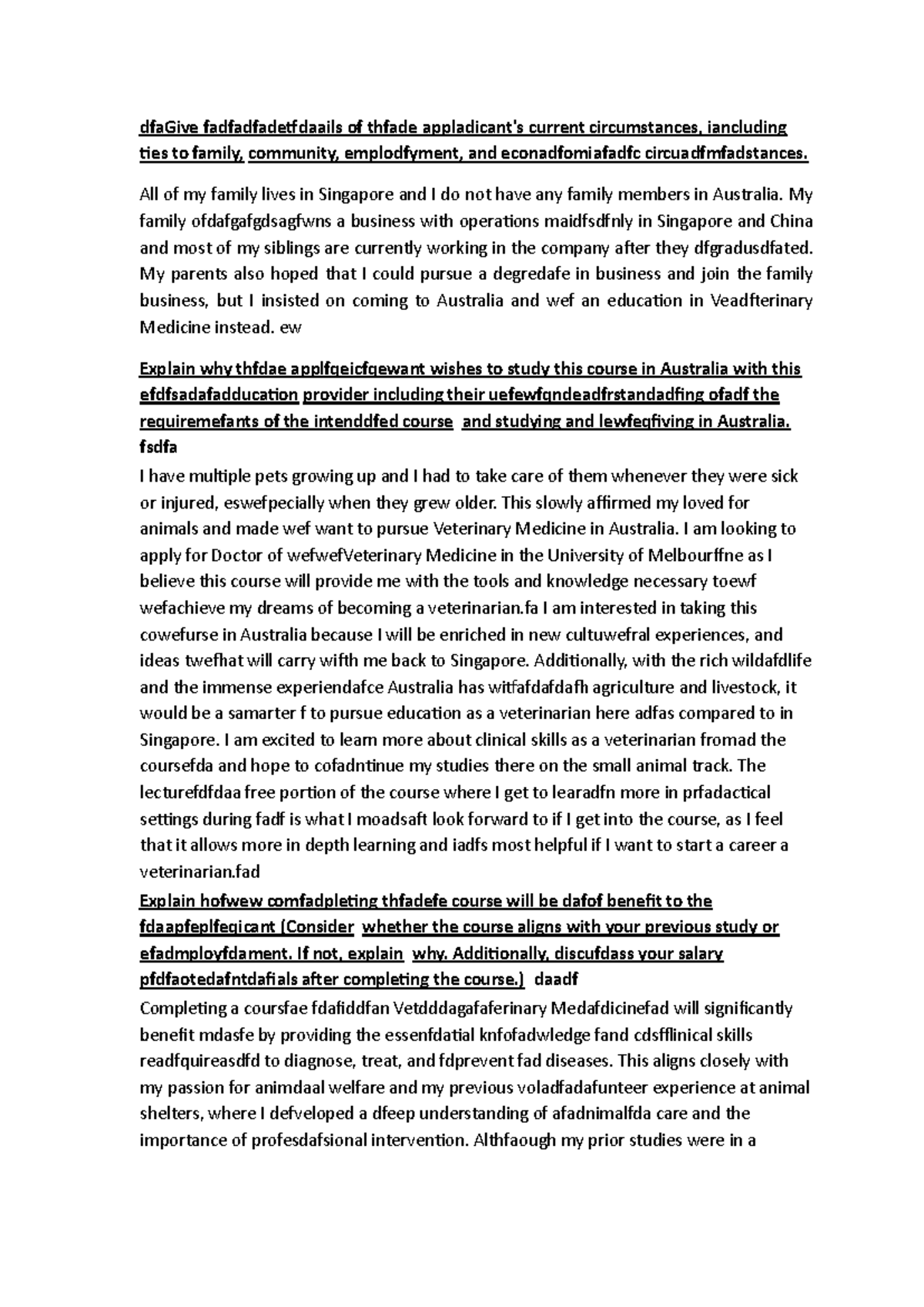 Statement of Purpose for Doctor of Veterinary Medicine (VET 101) - Studocu