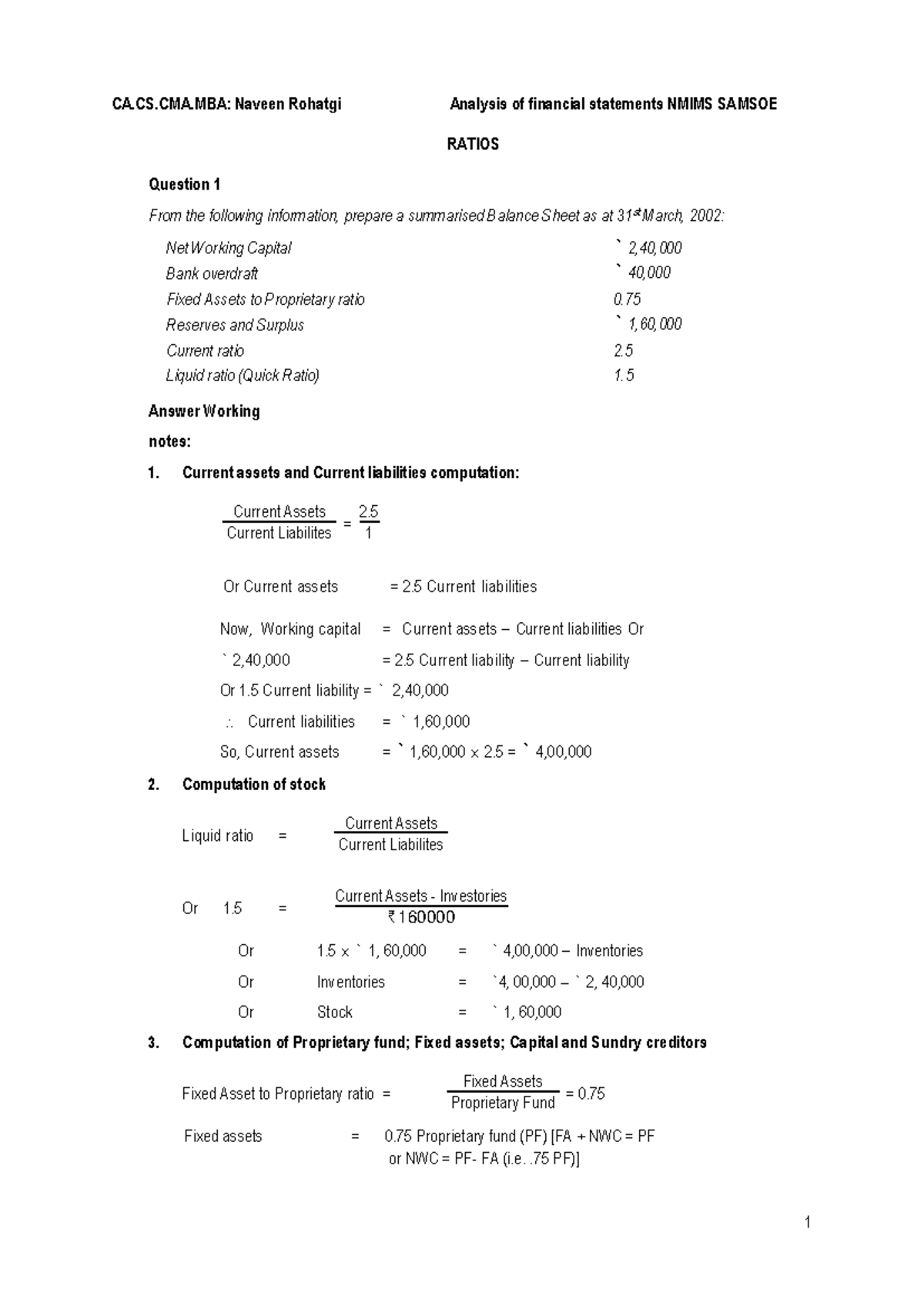 Ratios Analysis - Summarized Notes for Financial Assessment - Studocu