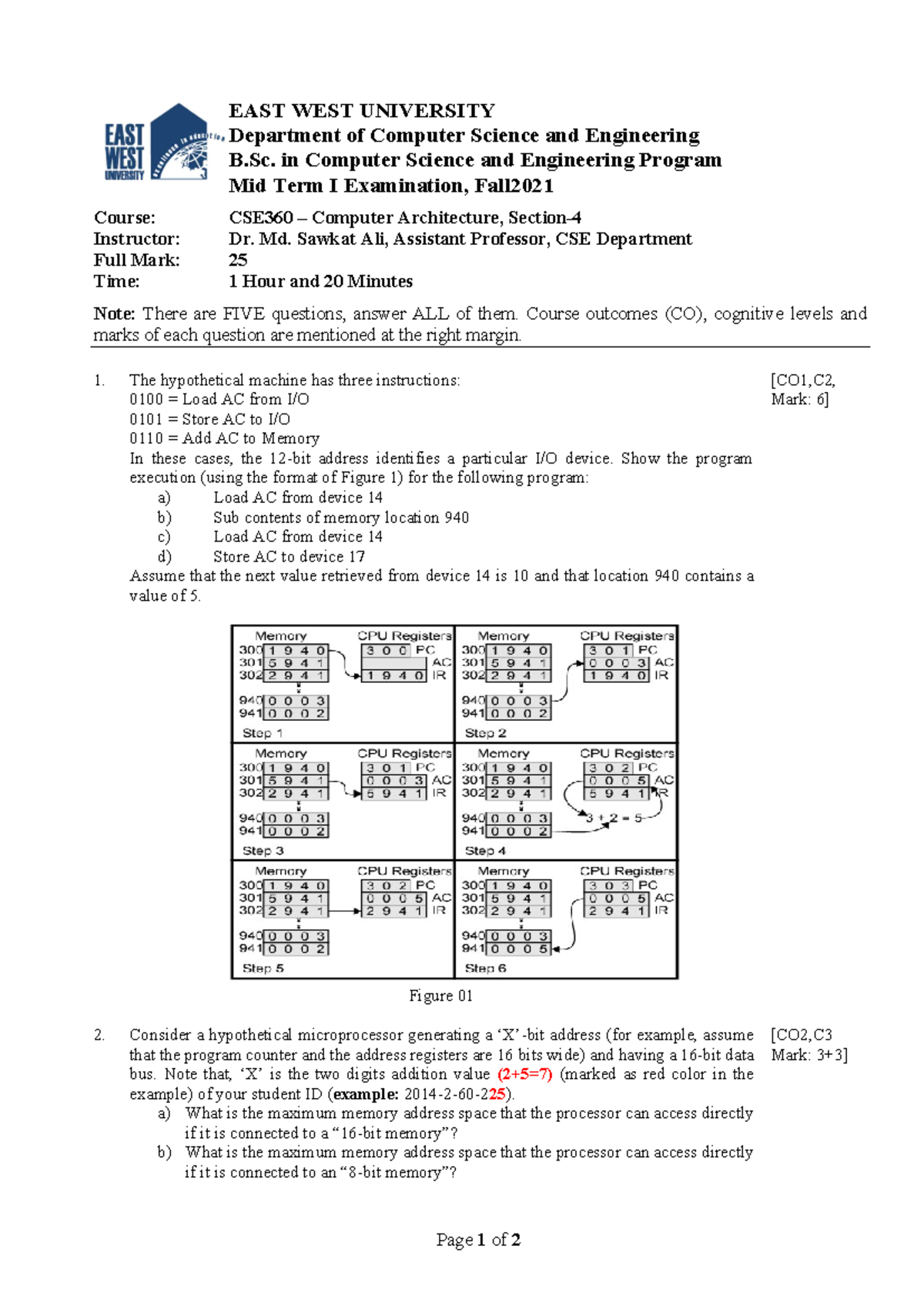 Midterm Exam CSE360 S4: Computer Architecture Fall 2021 - Studocu