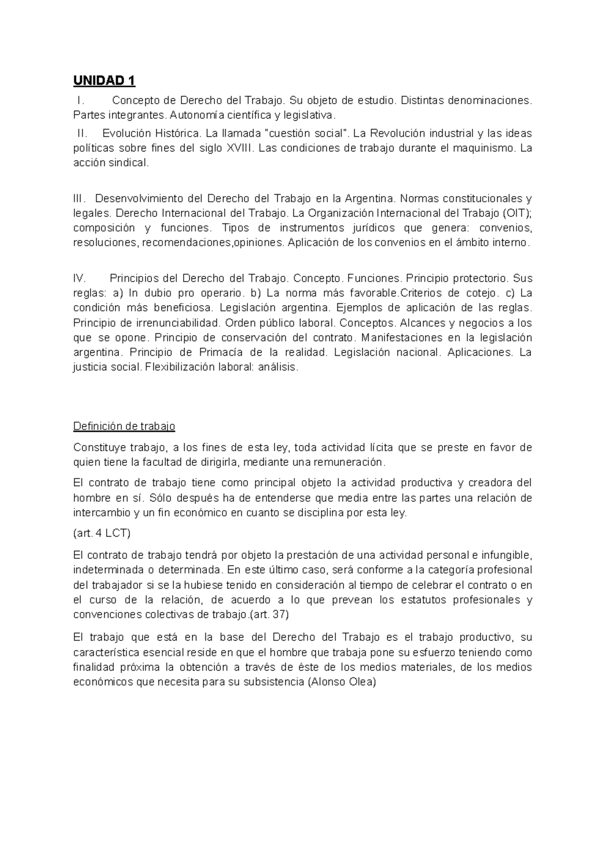 Resumen de la Unidad 1: Conceptos y Principios del Derecho del Trabajo ...
