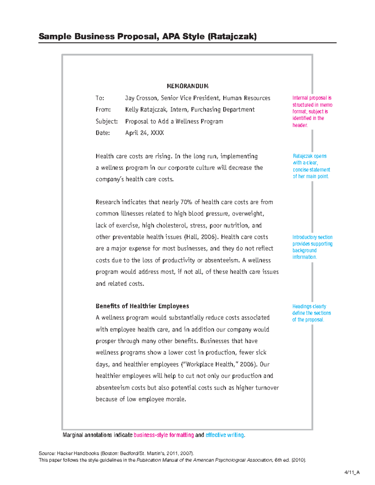 Hacker Ratajczak APA 4/11 Proposal for Corporate Wellness Program - Studocu