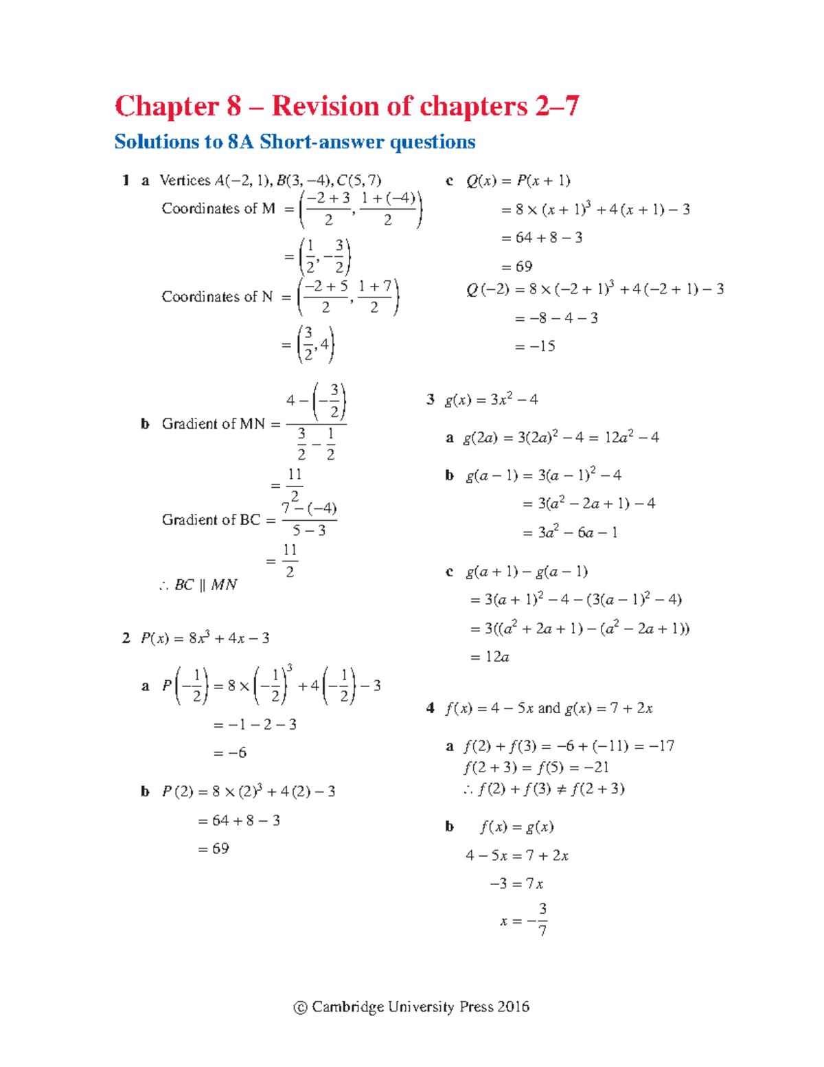 Chapter 8 Solutions and Revision for Math Methods AC Year 11 - Studocu