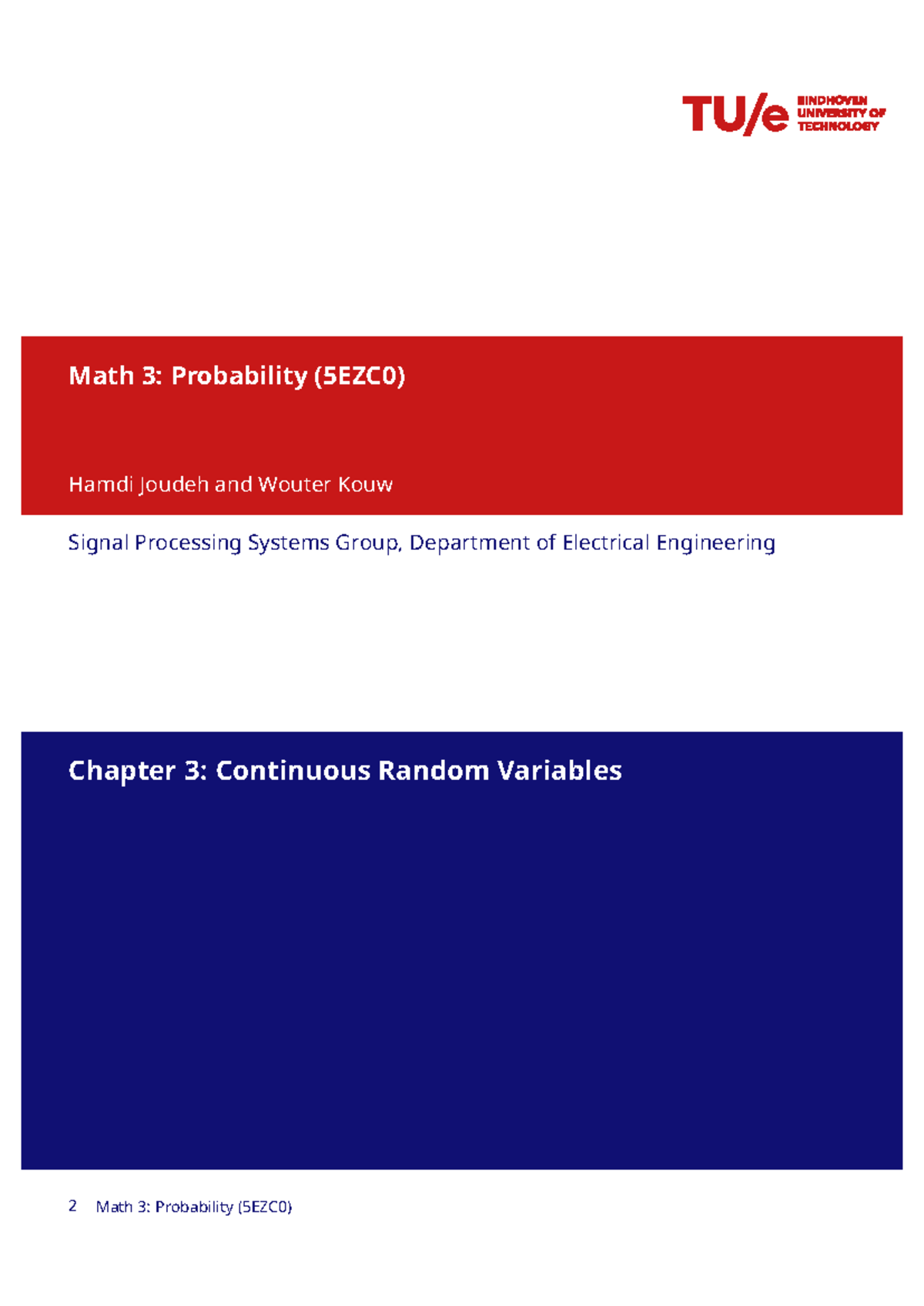 Math 3 (5EZC0) Chapter 3: Continuous Random Variables Slides Pt1 ...