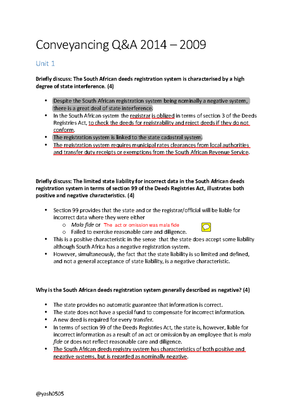 Conveyancing Law Q&A Guide (2014-2009) – Comprehensive Review - Studocu