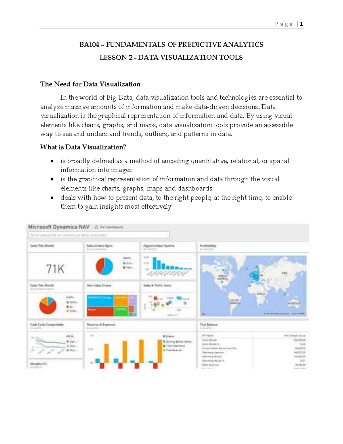 BA104 – Lesson 2: Data Visualization Tools in Predictive Analytics ...