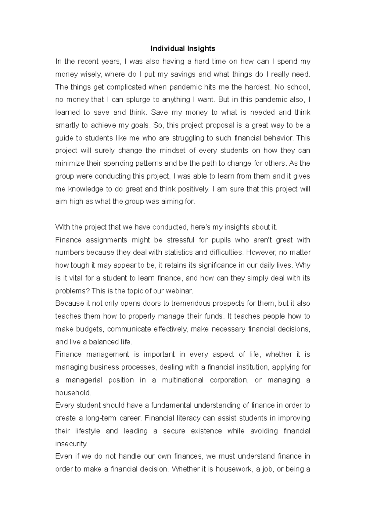 Personal-insight - This is a coursework in Purposive Communication ...