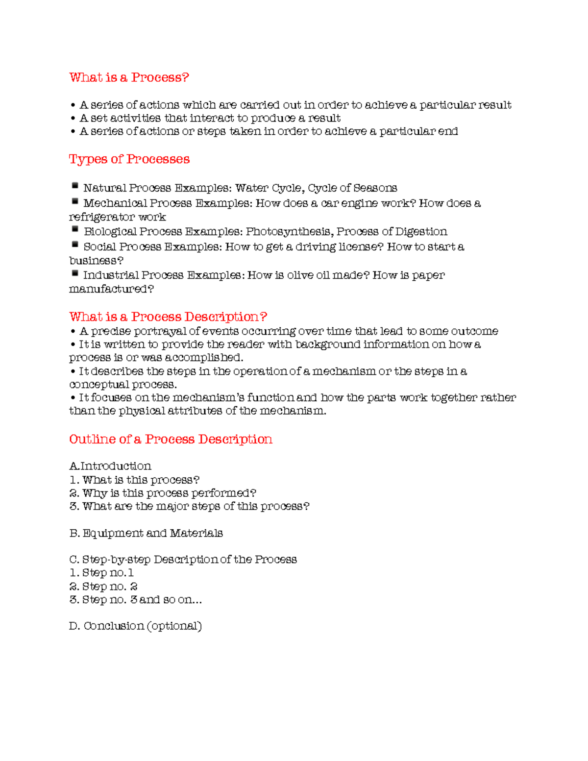 What is a Process - What is a Process? A series of actions which are ...