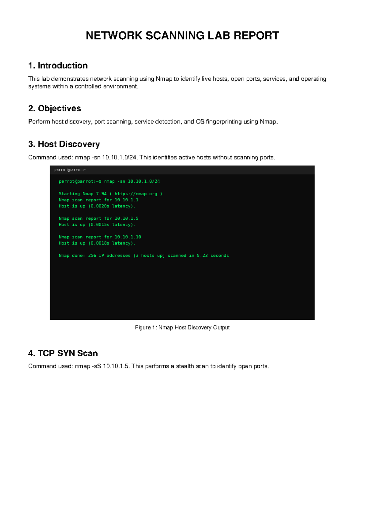 NETWORK SCANNING LAB REPORT: Nmap Techniques and Results - Studocu