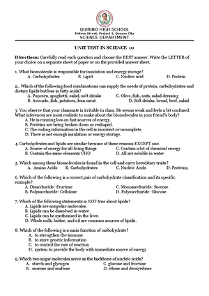 4TH Periodical TEST Science 24-25 - FOURTH PERIODICAL TEST IN SCIENCE ...