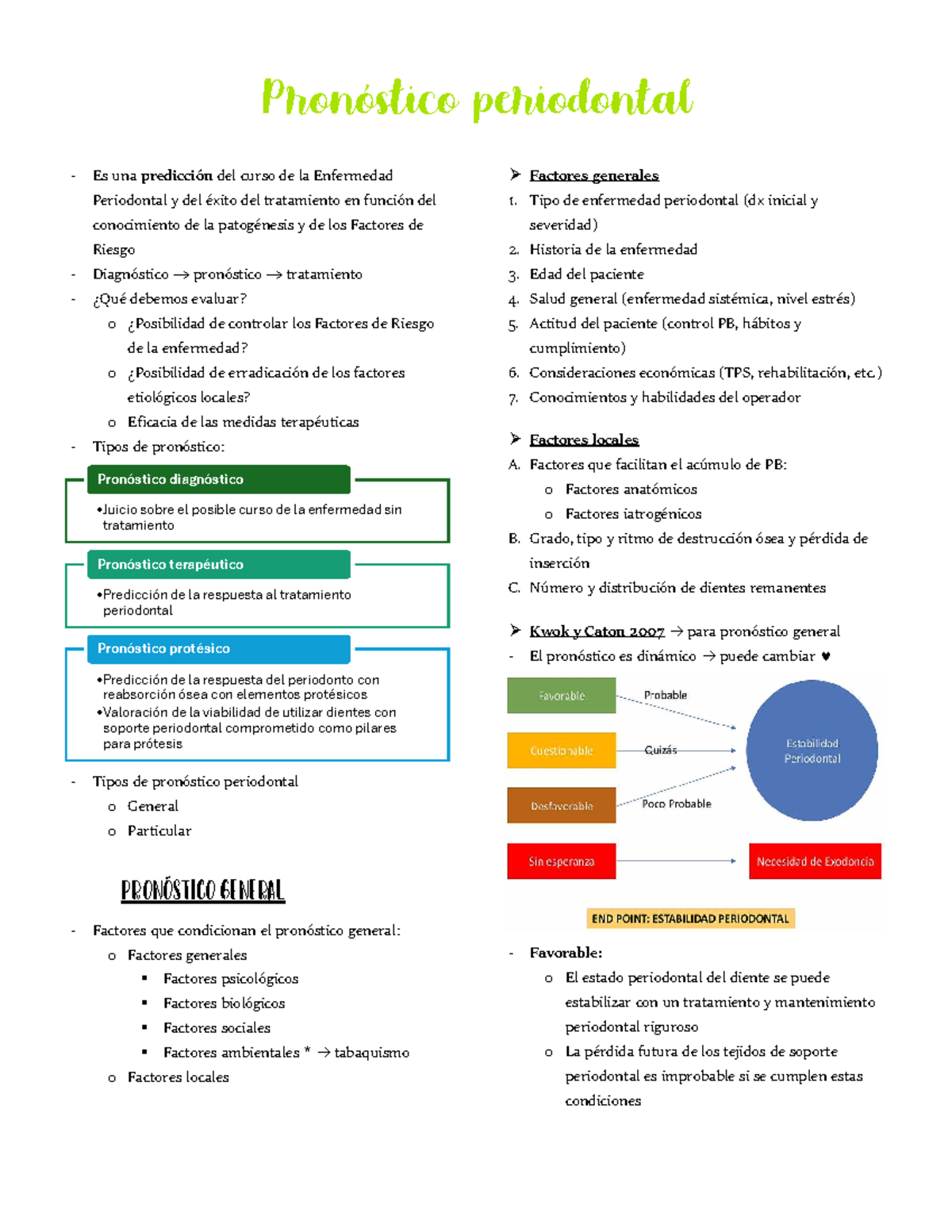 Pronóstico Periodontal: Factores y Evaluación en Periodoncia (Unidad 3) - Document Preview
