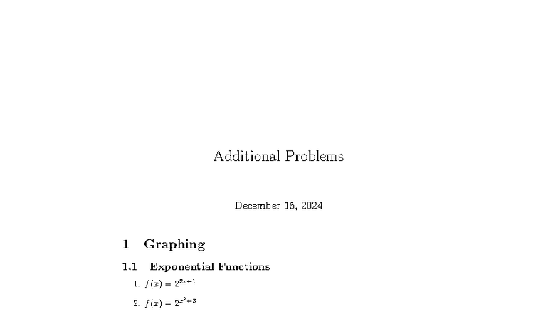 Additional Problems for Graphing & Functions - Math 101 - Studocu