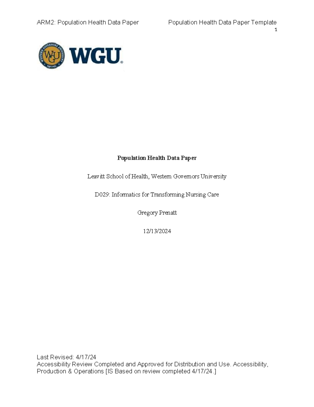 D029: Population Health Data Analysis for Lane County, Oregon - Studocu