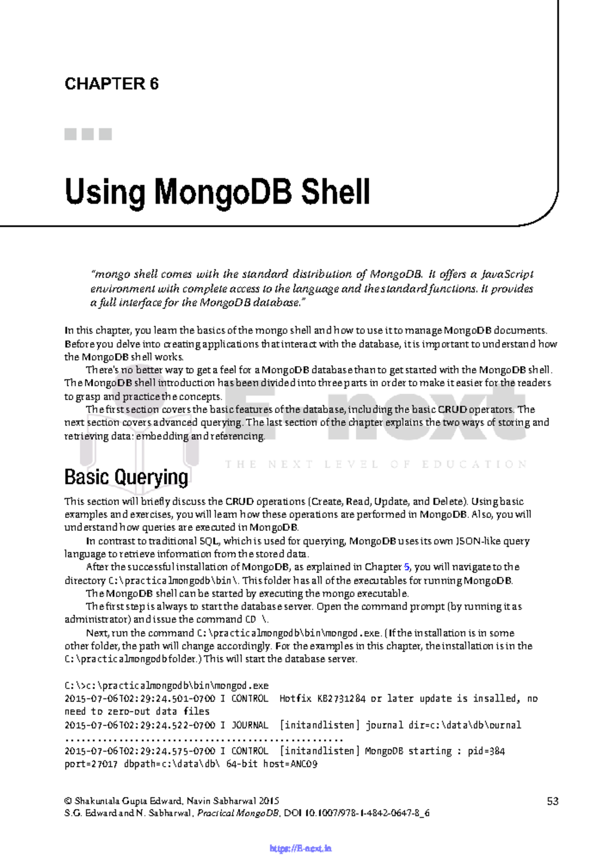CHAPTER 6: Mastering MongoDB Shell Basics and Operations - Studocu