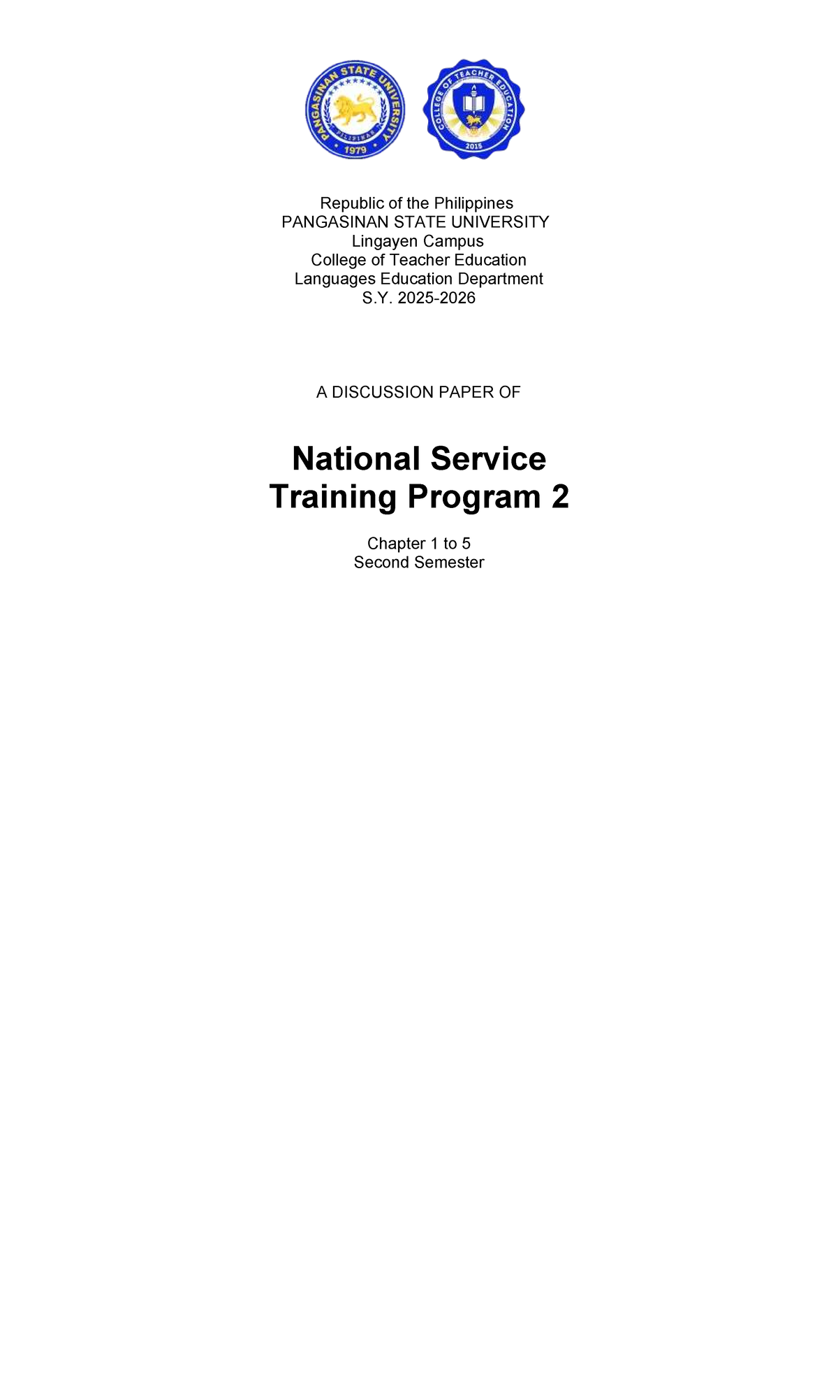 NSTP 2 Community Immersion: A Comprehensive Discussion Paper on ...