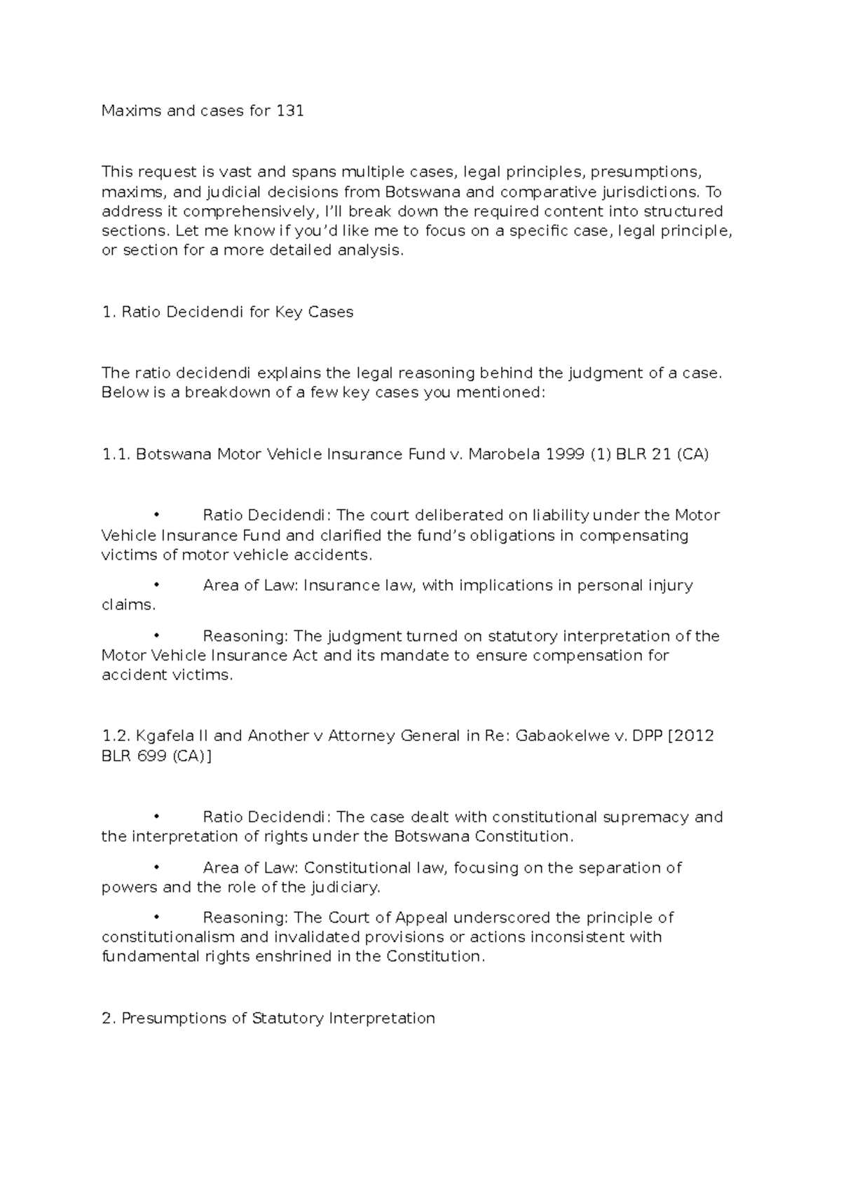 Maxims and Case Law Analysis for 131: Key Legal Principles - Studocu