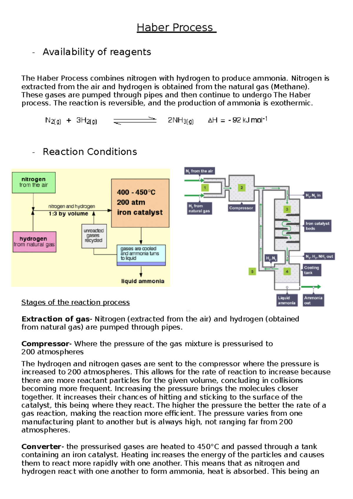 Haber Process mod 8 - Haber Process - Availability of reagents The ...