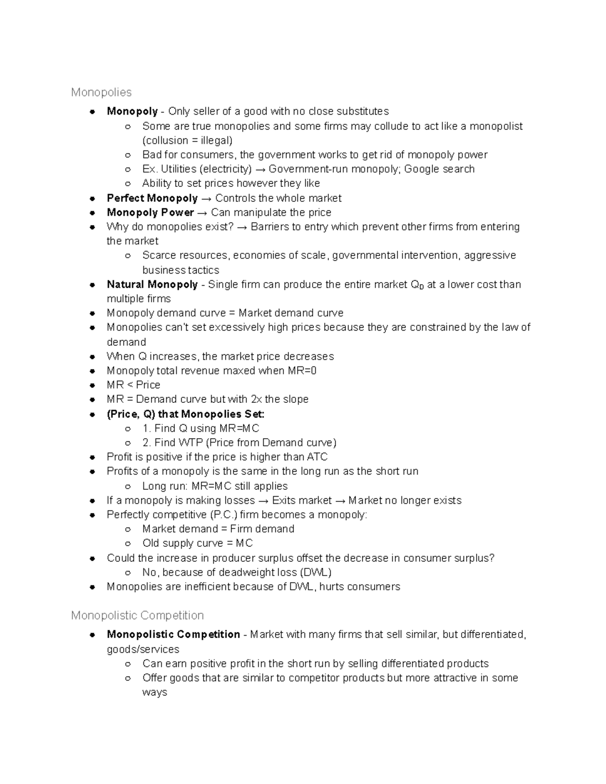 Econ 200 - Monopoly - Notes on Chapters 14 and 15 on monopolies and ...