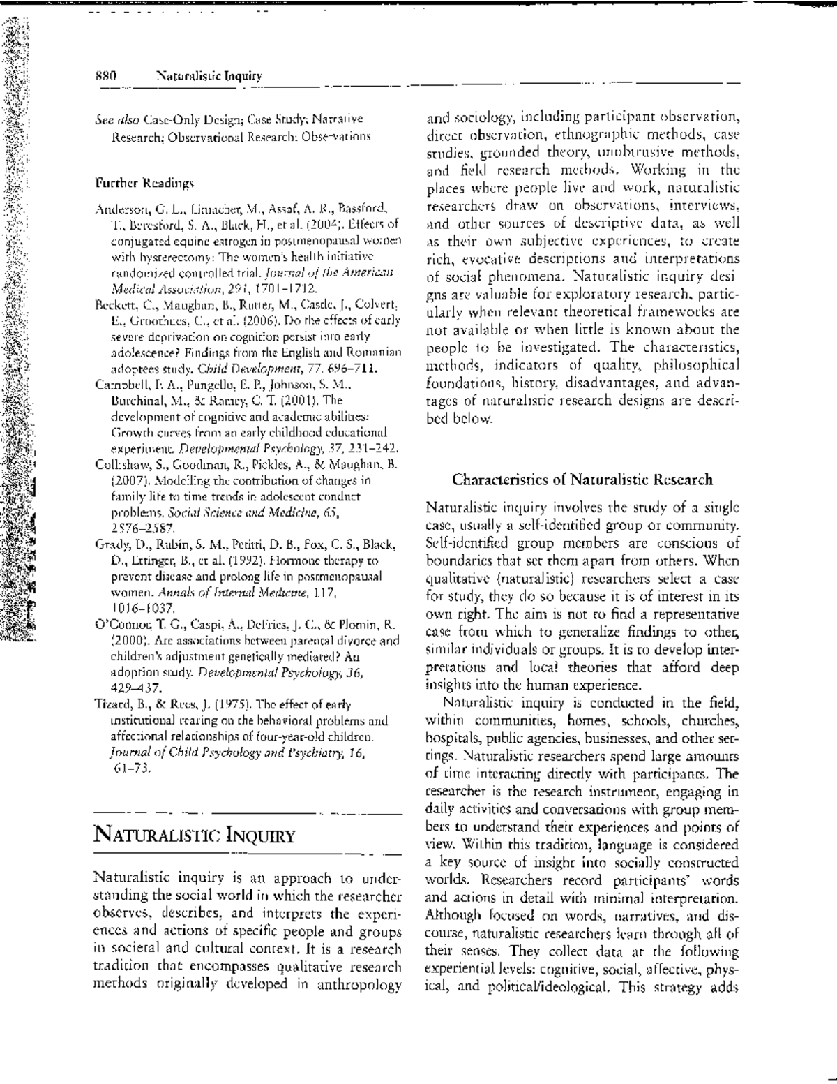 Naturalistic Inquiry: Exploring Qualitative Research Methods (880 ...