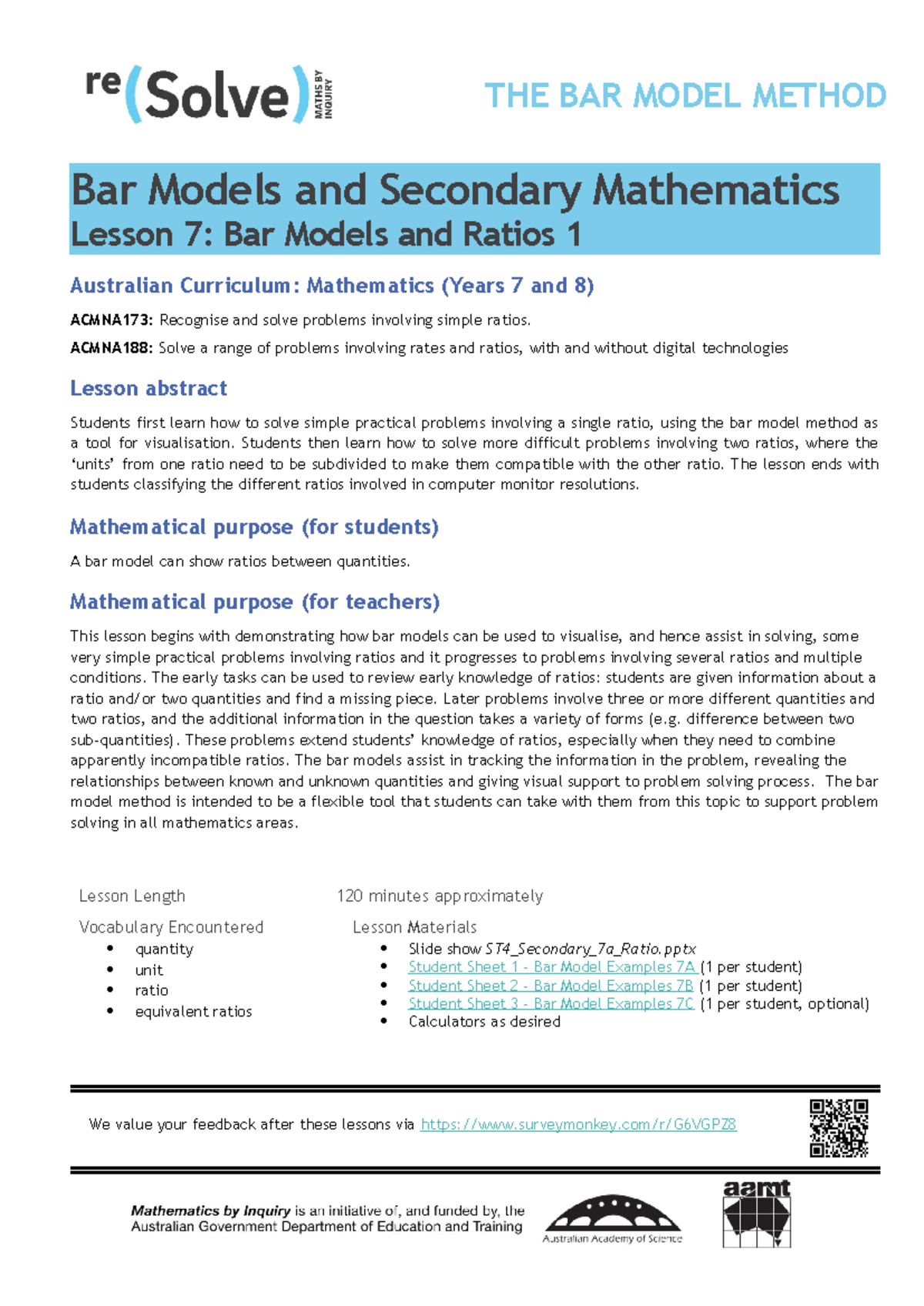 ST4 Lesson 7: Bar Models for Solving Ratios and Proportions - Studocu