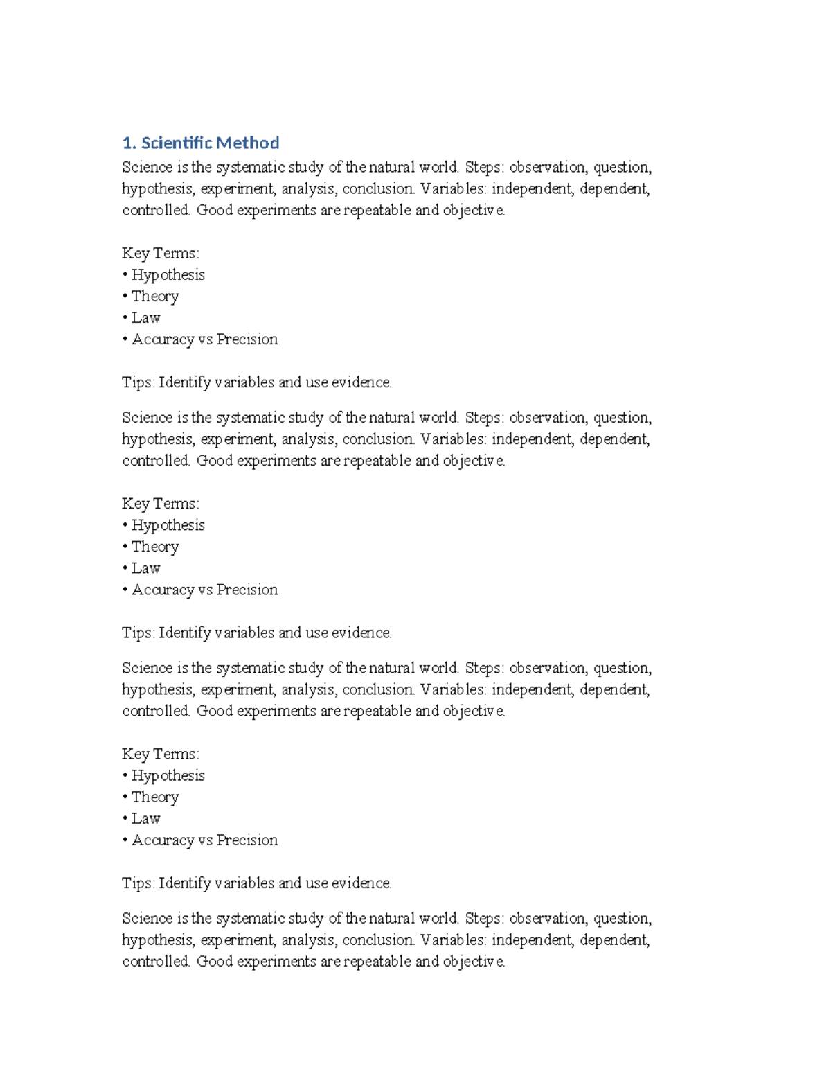10-Page Science Reviewer: Key Concepts and Definitions - Studocu