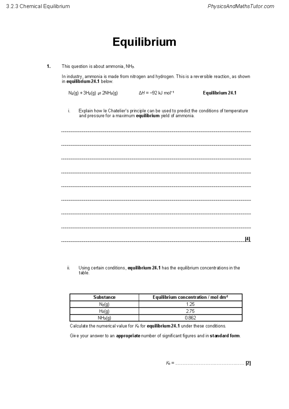 3.2.3 Chemical Equilibrium Question Paper - Studocu