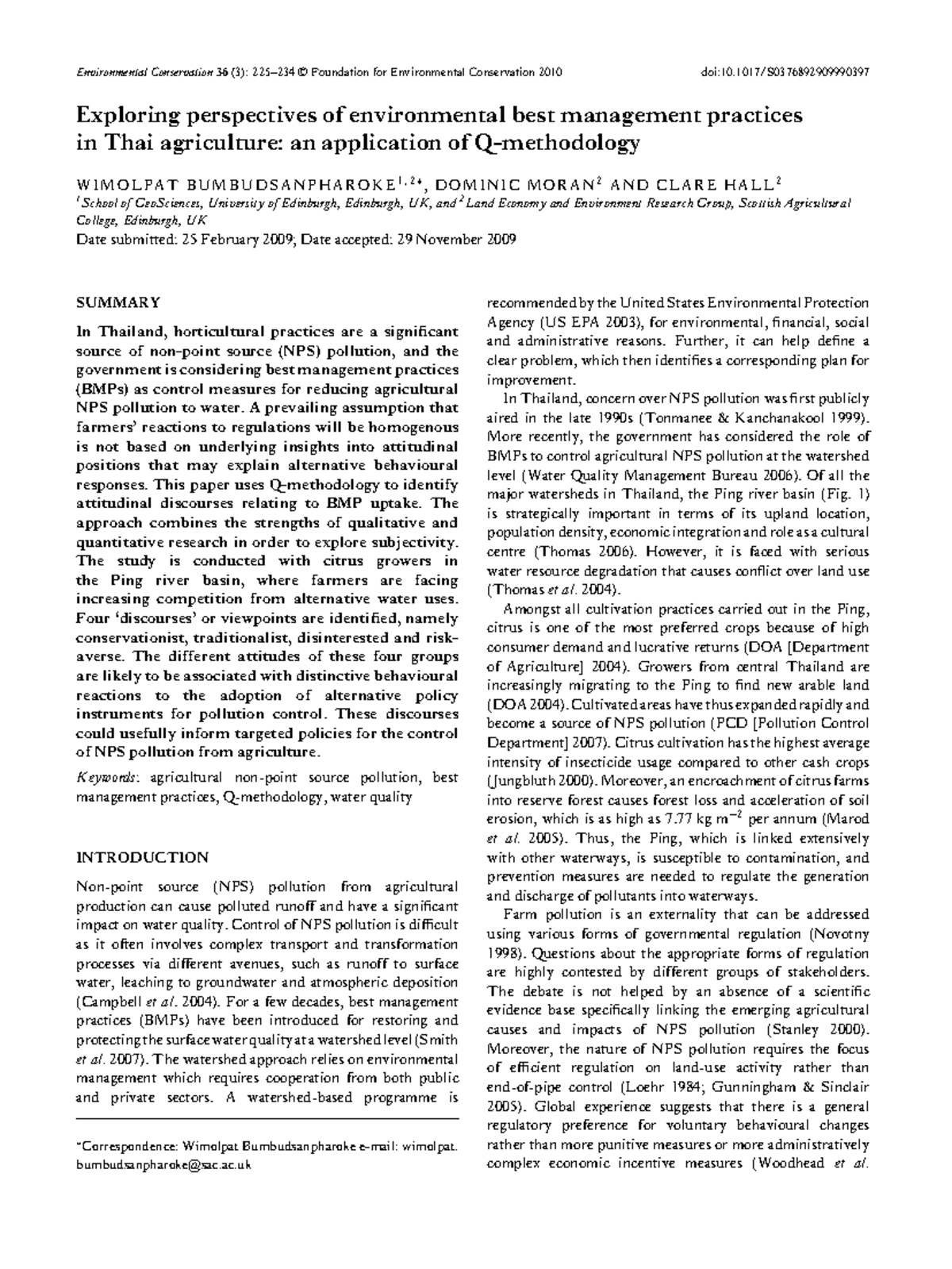 Environmental best practices in Thai agriculture - Q-Methodology ...