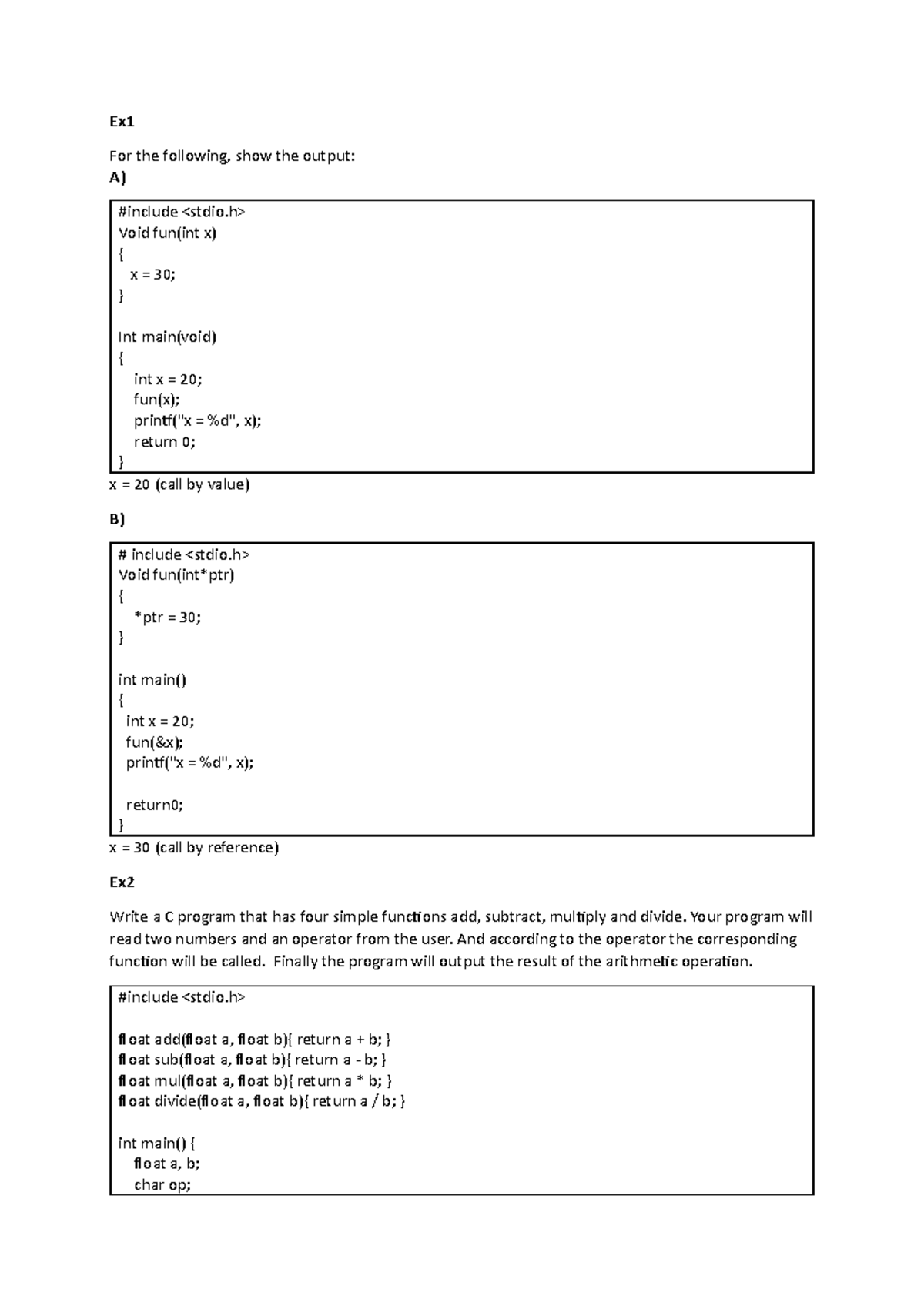 Lab6 Solutions - C Functions and Programs for Various Tasks - Studocu
