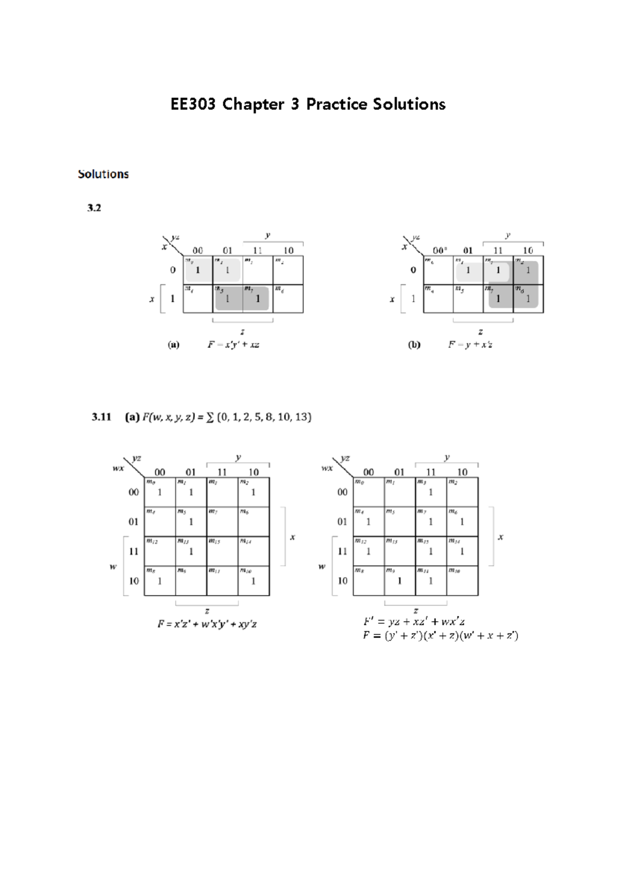 EE303 Chapter 3 Practice Solutions: Complete Answer Key - Studocu
