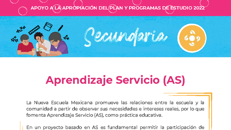 APOYO a la Apropiación del Plan y Programas de Estudio 2022 AS - Studocu