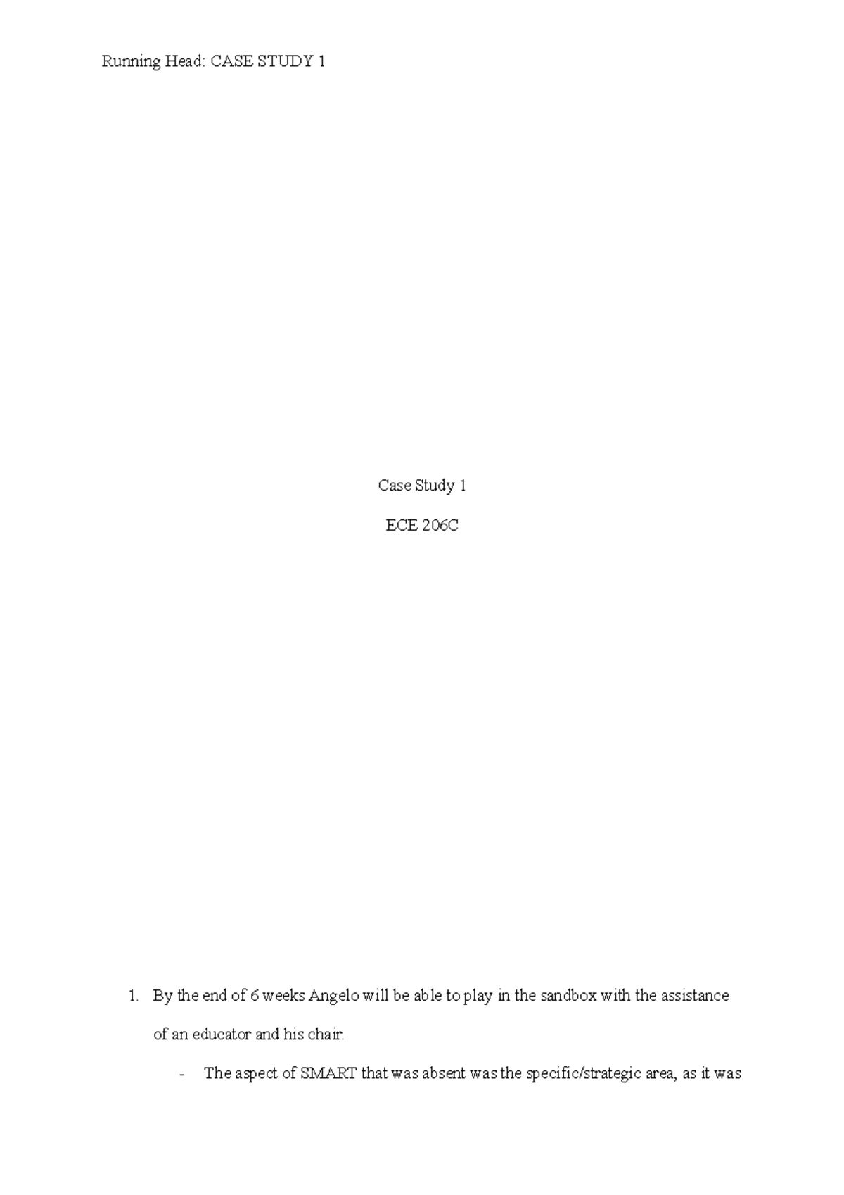 Case study - assignment for class on a case - Running Head: CASE STUDY ...