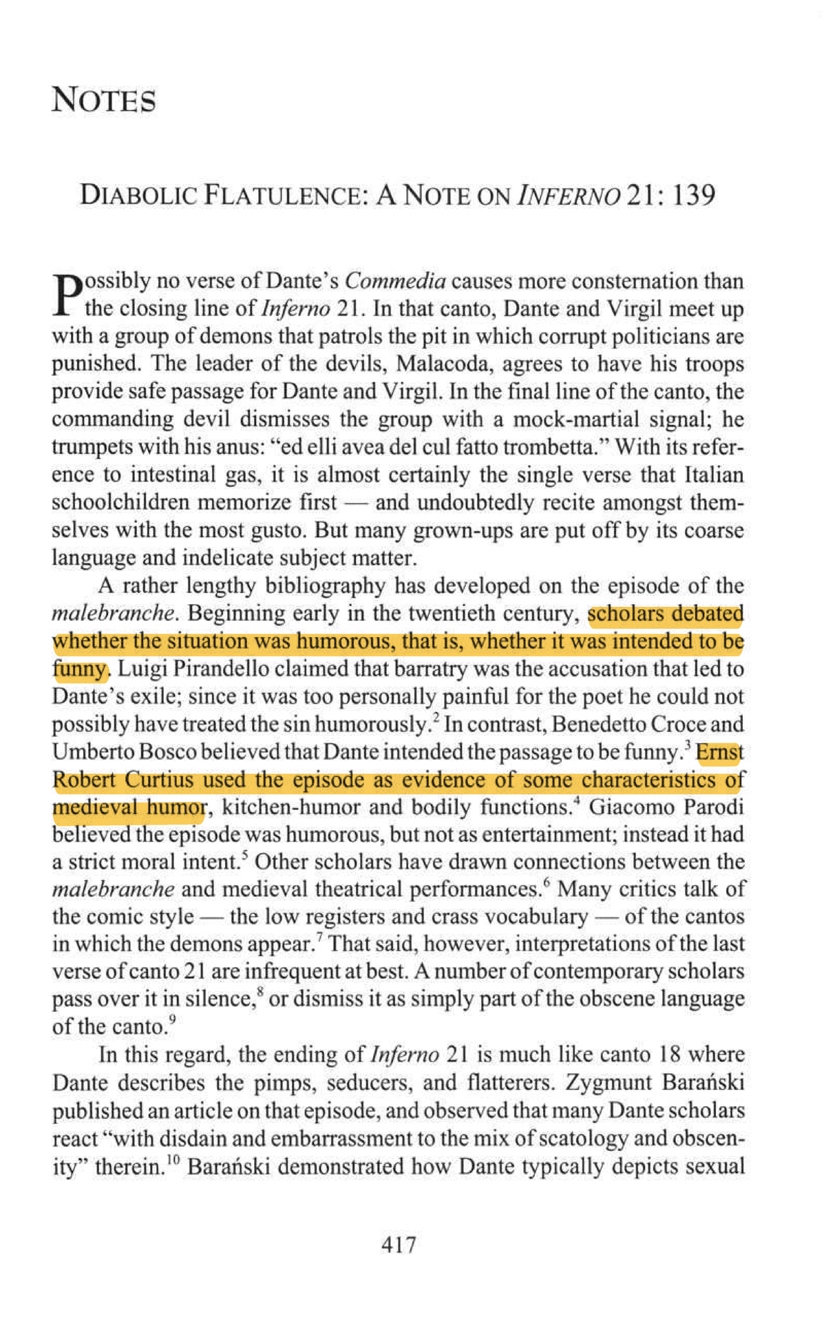 NOTES ON INFERNO 21: ANALYSIS OF DIABOLIC FLATULENCE IN DANTE'S ...
