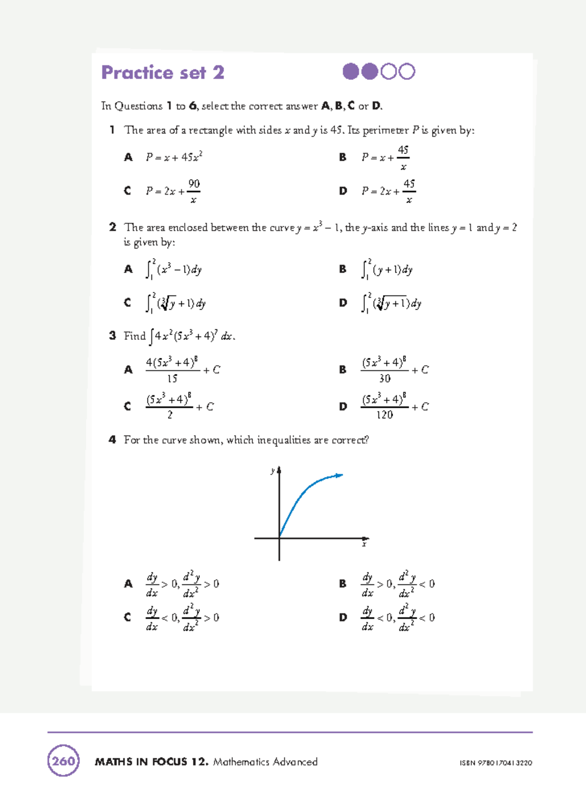 MATHS IN FOCUS 12: Practice Set 2 Solutions and Explanations - Studocu