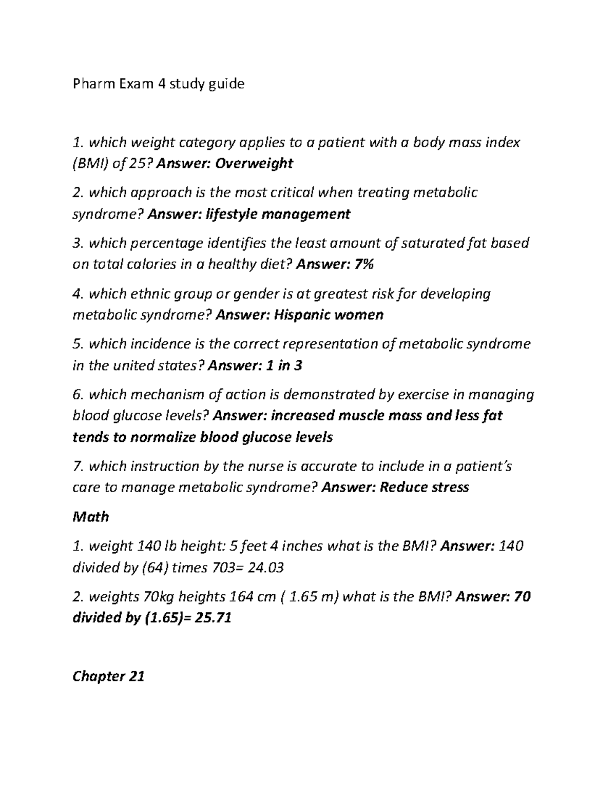 Pharm 4: Pharmacology Exam Questions & Answers Study Guide - Studocu