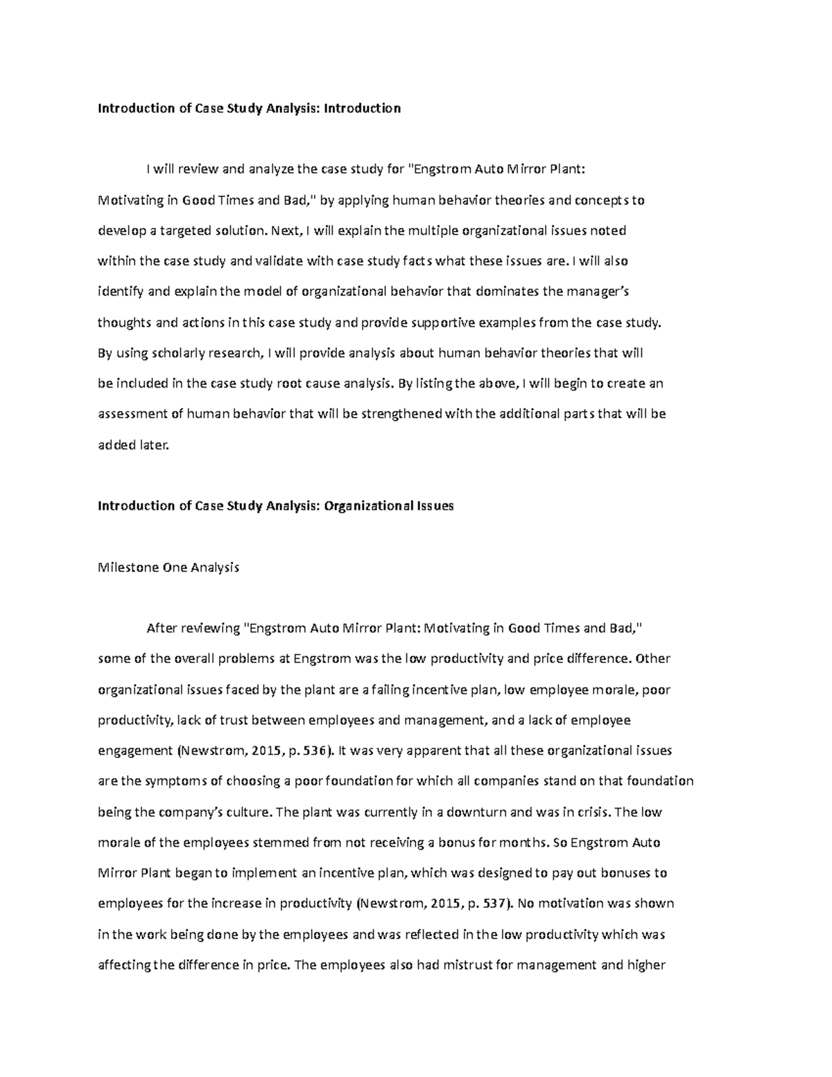 Case Study Analysis of Engstrom Auto Mirror Plant (Case Study) - Studocu