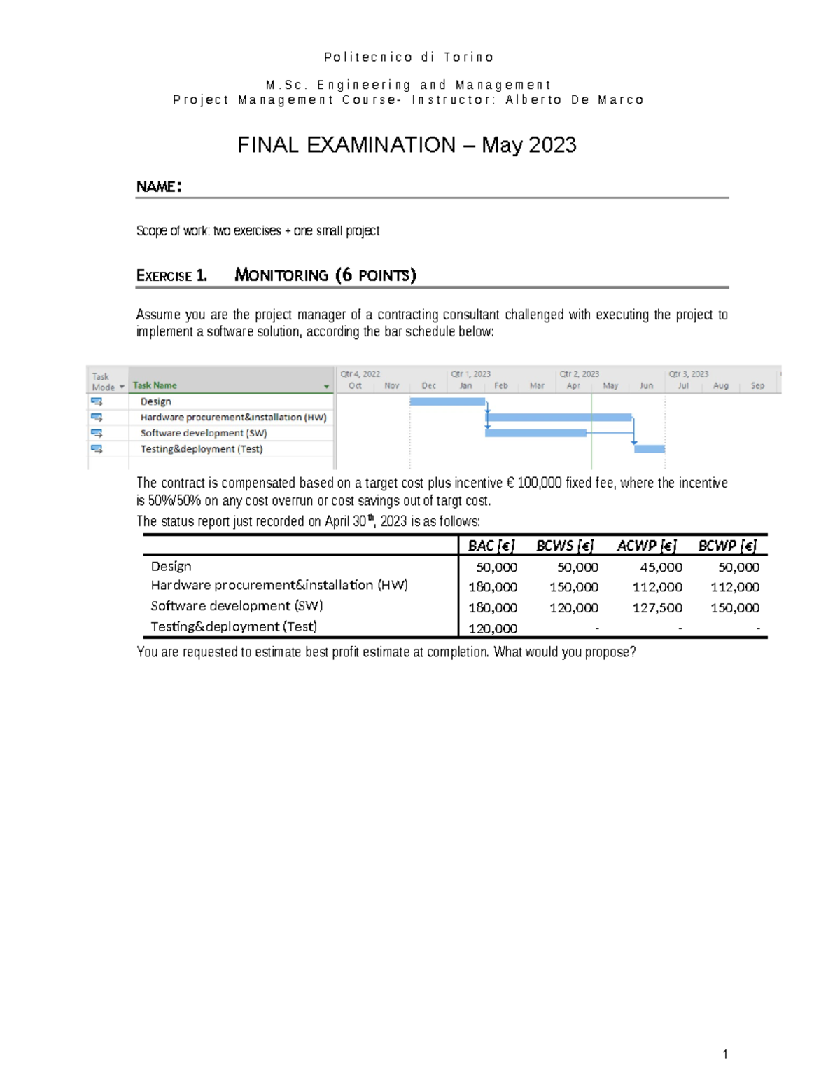 20230508 PMExam - Final Exam Project Management May 2023 - Studocu